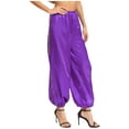 thumbnail image 2 of Eandarui Womens Halloween Desert Princess Pants Loose Bloomers Trousers Belly Dance Harem Pants Purple S, 2 of 7