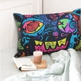 thumbnail image 4 of Fotbe Neon Graffiti Urban Art Funda de Almohada Decorativa Estilo Occidental, Lujo en Algodón, Fundas para Almohadas King, Cojín Estampado para Decoración del Hogar-20"x30", 4 of 6
