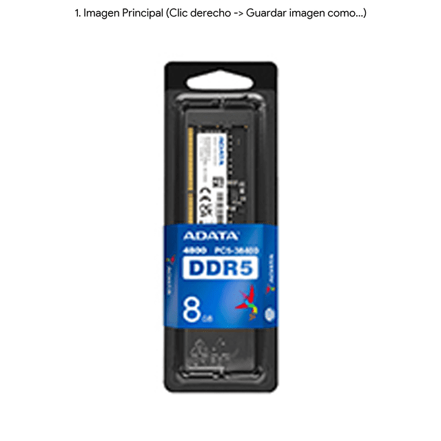 Memoria RAM Adata 8GB DDR5 4800MHz (Modelo AD5S48008G)
