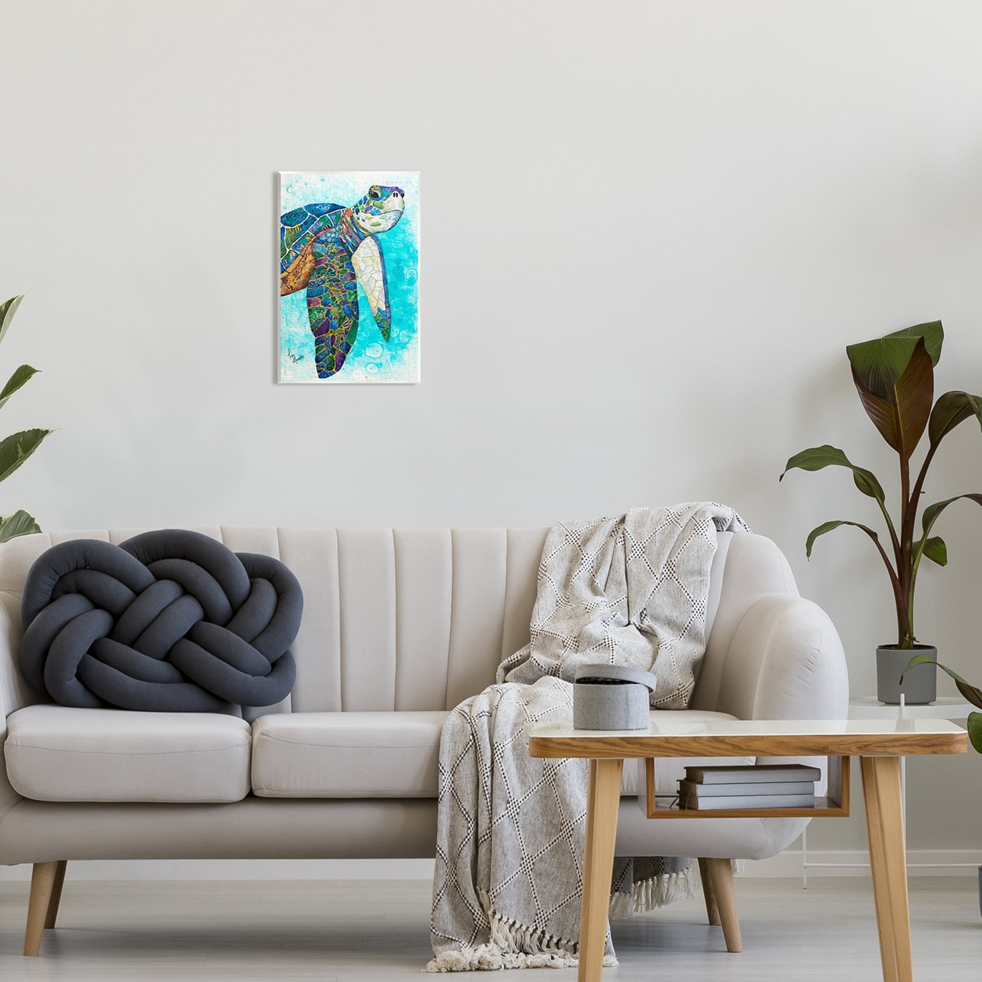 Stupell Industries Bold Aquatic Sea Turtle Pebbled Collage Patterns Painting Unframed Art Print Wall Art, Design by Lisa Morales