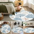 thumbnail image 6 of Light Blue Coral Coastal 8ft Round Rug, Summer Beach Starfish Shell Non-Skid Rubber Backing Large Area Rugs - Living Room Bedroom Home Office, Indoor Floor Mat Carpets Washable Rug, 6 of 9
