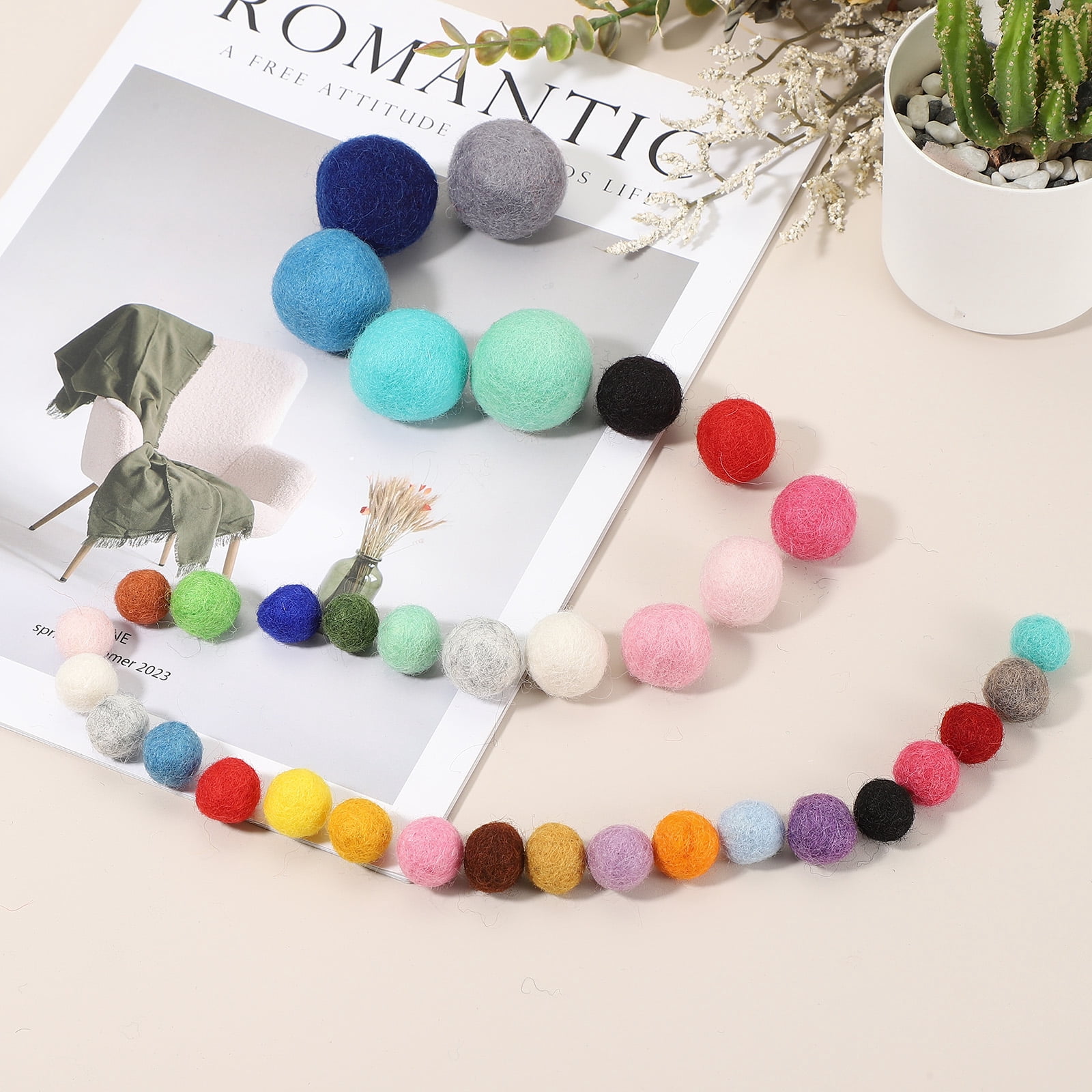 Unique Bargains Wool Handmade Pompoms Bulk Small Bead Red 0.6"
