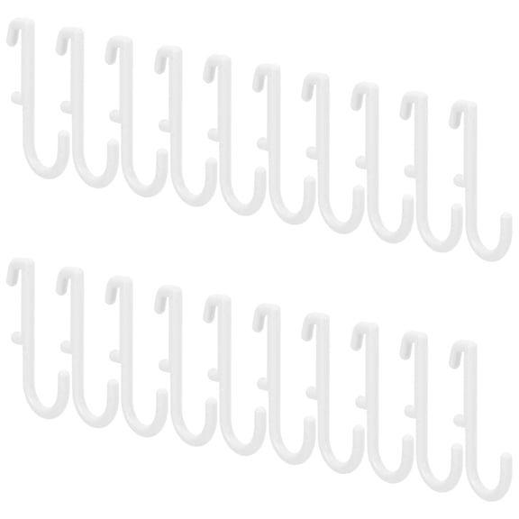 OUNONA 20Pcs White Plastic Pegboard Hooks Versatile J Hooks for Craft Room Garage Tool Storage
