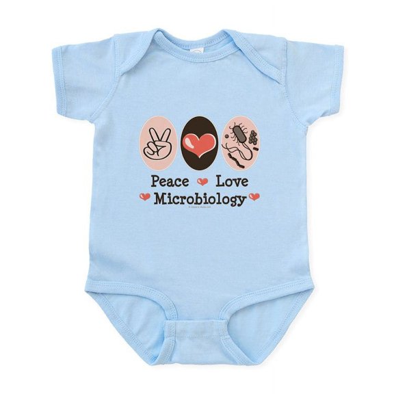 CafePress - Peace Love Microbiology Infant Bodysuit - Baby Light Bodysuit, Size Newborn - 24 Months