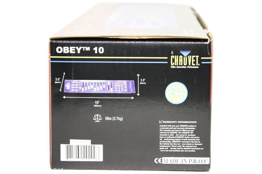Chauvet OBEY10 DMX 512 2U Light Controller OBEY 10 +FREE 10' Foot DMX Cable