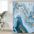 thumbnail image 4 of Shower Curtain Bathroom Set Marble Texture Watercolor Blue Waterproof Fabric Shower Curtains with Grommets&Hooks Abstract Fluid Art Seamless Privacy Bath Curtain for Bathtub 72x72in, 4 of 7