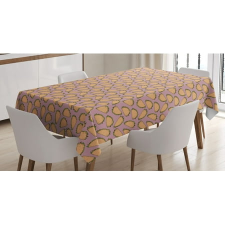 

Taco Tablecloth Fiesta Time Tortilla Rolled on Pink Background Ethnic Cuisine Graphic Rectangular Table Cover for Dining Room Kitchen 52 X 70 Inches Sand Brown Lime Green Pink by Ambesonne