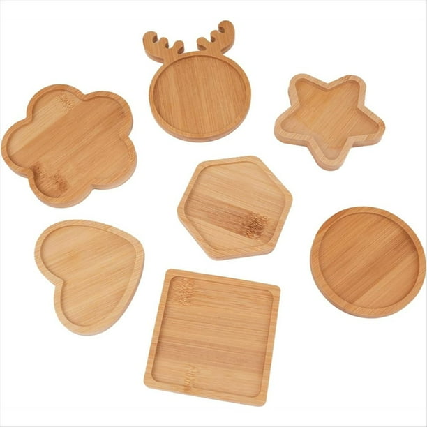 Juego de 7 Mini Bases de Mosaico de Madera para Manualidades, Kit de Posavasos de Mosaico de Madera de Formas Variadas para Proyectos de Vidrio Artesanales.