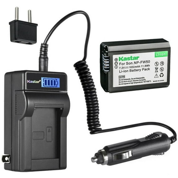 Kastar 1-Pack NP-FW50 Battery and LCD AC Charger Compatible with Sony NP-FW50, W Series Battery, BC-VW1 BC-TRW Charger, Sony A6400 A6300 A6500 A7 A7II A7RII A7SII A7S A7S2 A7R A7R2 Cameras