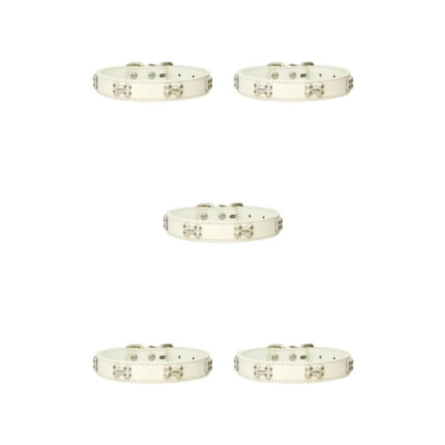 Guardoinrt Collier pour Chat en PU Élégant, Confortable à Porter, Plusieurs Tailles Disponibles, Blanc 2.5*50cm, 5ensemble