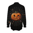 thumbnail image 5 of Halloween Tops for Women Long Sleeve Button Down Shirts Scary Pumpkin Spiderweb Graphic Blouses Novelty V Neck Casual Fall Festival Fashion Clothes, 5 of 5