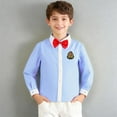thumbnail image 2 of Babcutegg School Uniform for Boys with Bow Tie and Badge Long Sleeve Campus Style Soild Color with Button Boys School Wear Red Size 7-8, 2 of 8