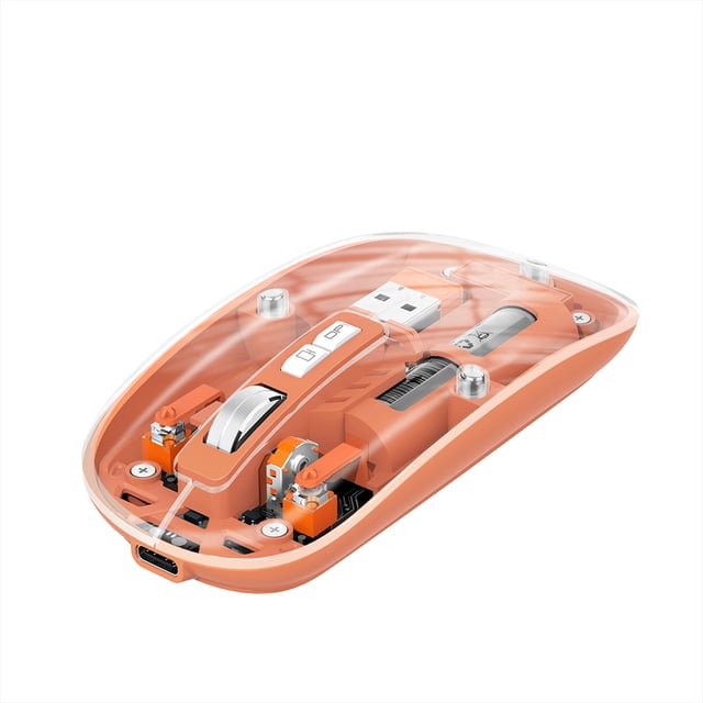 Souris Sans Fil Rechargeable 2,4 g à Mode Unique M233 - Conception Transparente, Couleur Orange, Connectivité 2,4 g, Batterie Intégrée, Compatible avec Plusieurs Appareils, Fonction de Mise en Veille Automatique, Installation Facile via USB