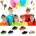 thumbnail image 4 of Happydeer 6Pcs Halloween Sombrero Headband Mexican Party Hats with Plush Pom Poms Holidays Fiestas Cosplay Props (6pcs), 4 of 13