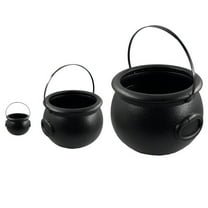 HCTSHG Halloween Decorations - Witches Cauldron Candy Serving Bowls on Rack, Black Plastic Cauldron with Skeletons for Indoor/Outdoor Home/Kitchen Decoration