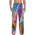 thumbnail image 3 of Uemuo Rainbow Melting Ice Cream Pattern Men's Wide Leg Palazzo Lounge Pants with Pockets Light Weight Loose Comfy Casual Pajama Pants-X-Large, 3 of 9