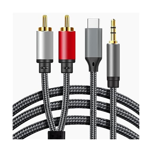 3.5mm to 2 RCA Cable 9.8FT, USB C to 2 RCA Audio Cable, 2 in1 Type C 3.5mm to 2 Male RCA Stereo Jack Y Splitter Cable for Phone,Tablet, Home Theater, DVD, Amplifier, Speaker, Car Stereo