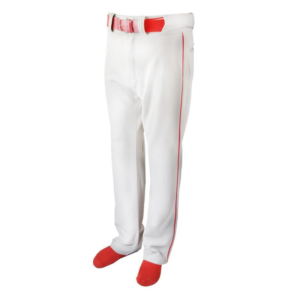 Martin Sports YOUTH Baseball / Softball Belt Loop Pants, WHITE with RED