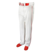 Martin Sports YOUTH Baseball / Softball Belt Loop Pants, WHITE with RED Piping