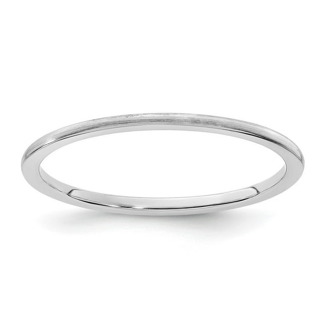 Diamond2Deal 14k White Gold 1.2mm Half Round Satin Women's Stackable Band Size 9.5