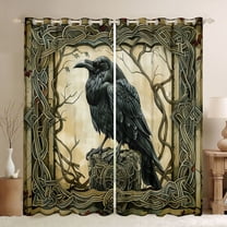 jejeloiu Boho Bohemian Theme Black Out Curtains,Black Bird Raven Crow Curtains Pack of 2 (42x63 Each) For Men Women
