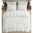 thumbnail image 2 of Chezmoi Collection Breeze 3-Piece Cotton Gauze Queen Duvet Cover Set, White Soft Washed Cotton Linen Like Textured Breathable Comforter Cover with Button Closure, 2 of 9