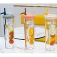 thumbnail image 3 of Fruit Infuser Water Bottle with Foldable Straw, Leakproof and Shatterproof Pink/Yellow, 3 of 5