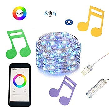 RGB Fairy String Lights Music Led Strip Lights 5M 16.5ft Led Lights Strip Color Changing Wireless Smart Phone App Controlled Timer Copper Wire String Light for Home, Kitchen, Party for IOS and (Best Music App For Android Phone)
