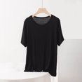 thumbnail image 5 of Jalioing Women's Summer Pajama Shirt Plus Size Comfy Basic Short Sleeve Crew Neck T Shirt Loose Plain Sleep Tee, 5 of 6