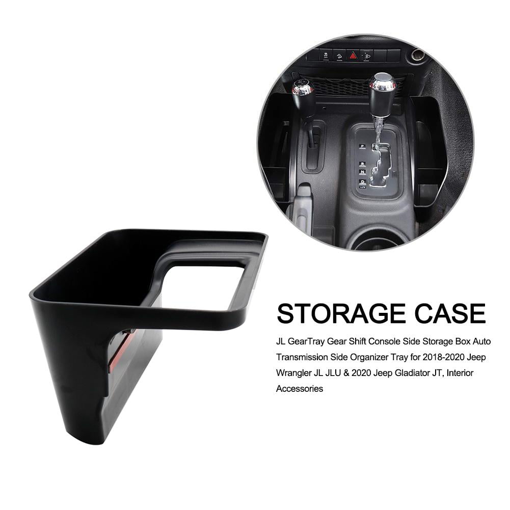 JL Gear Shift Console Side Storage Box Side Organizer Tray for Phone Keys Storage Compartment for 2018-2020 Jeep Wrangler JL JLU & 2020 Jeep Gladiator JT