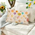 thumbnail image 2 of Colorful Summer Beach Throw Waist Pillow Cases Ocean Sea Starfish Conch Coral 12x20 Inch Pillow Covers Coastal Nautical Home Sofa Couch Decor Cushion Cover for Sofa Couch, 2 of 6