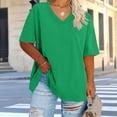 thumbnail image 3 of Generic Women's Plus Size V Neck T Shirts Summer Half Sleeve Tees Casual Loose Fit Cotton Tunic Tops 2025, 3 of 4