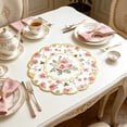 thumbnail image 5 of Paper Placemats,13 Inch Flower Print Watercolor Rose Round Table Mats,Non-Slip Heat Resistant & Washable Table Decor Mats for Dining Dinner Holiday Tabletop Decoration, 5 of 6