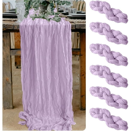 

6 Pieces Cheesecloth Table Runner 10 Ft Cheesecloth Gauze Table Runner for Boho Rustic Wedding Baby and Bridal Shower Birthday Party Decorations