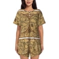 thumbnail image 1 of Balery World Map1 Conjunto de Pijama para Mujer con Estampado, Dos Piezas de Manga Corta y Shorts, Ropa de Dormir Suave con Cuello Redondo y Bolsillos-3X-Large, 1 of 6