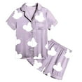 thumbnail image 4 of SUXIAN Girls Print Short Sleeve Buttoned Pajama Set with Pockets Comfortable Home Loungewear for Ages 2-13 Girls Pajamas Light Purple_#2 4-5 Years, 4 of 4