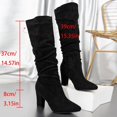 thumbnail image 4 of Tawop women's Boots Knee High Chunky High Heel Round Toe Winter Black Boots, 4 of 9