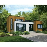 The House Designers: THD-7577 Builder-Ready Blueprints to Build a Blocky Contemporary Ranch House Plan with Basement Foundation (5 Printed Sets)