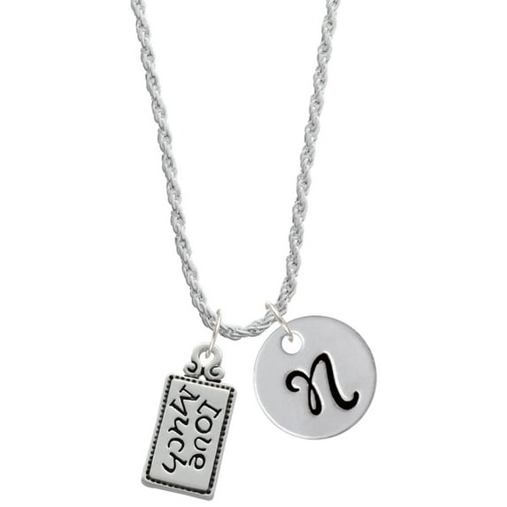 Delight Jewelry Silvertone Love Much Silvertone Script Initial Disc - N - Charm Necklace, 20"+3"