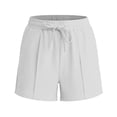 thumbnail image 3 of Shorts de Sudadera para Mujer - Shorts Cómodos de Cintura Alta con Cordón, Casuales de Verano para Entrenamiento, Blanco, M, 3 of 5
