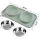 thumbnail image 2 of Cuenco para Perros y Gatos Cuenco Doble de Acero Inoxidable Base Antideslizante Tapete de Silicona Antidesbordamiento y Antiderrames 2x400ML 2 * 400ML, Verde, 2 of 5