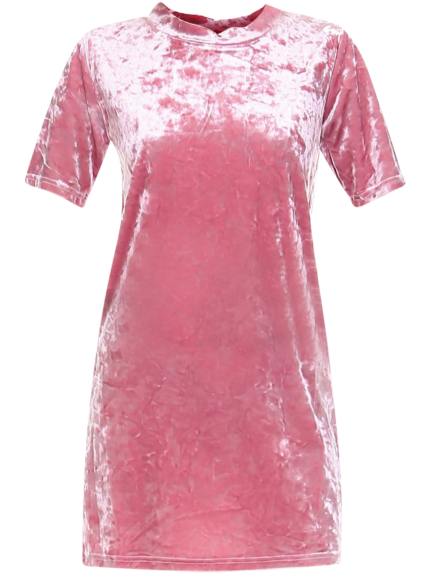 Dusty Rose Pink Velvet Short Sleeve 