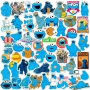 Sesame Street Cookie Monster 50ct Vinyl Large Deluxe Stickers Variety Pack - Laptop, Water Bottle, Scrapbooking, Tablet, Skateboard, Indoor/Outdoor