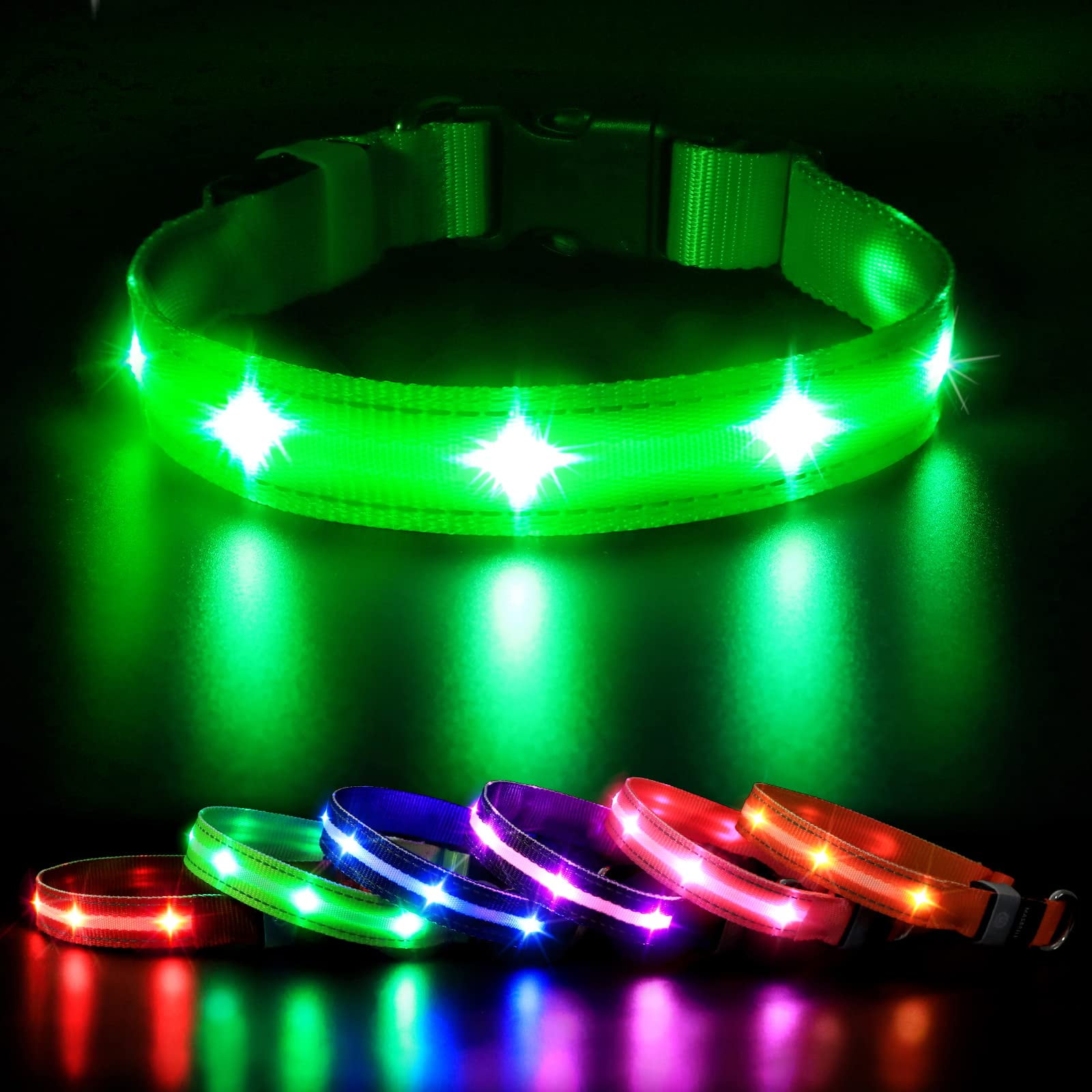MASBRILL LED Dog Collar Rechargeable Light Up Dog Collars Lighted