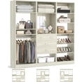 thumbnail image 5 of iSunirm 75 Inch Closet Organizer System, 3-in-1 Freestanding Closet Set, Wardrobe Closet with Hanging Rods, Drawers, and Adjustable Shelves, Walk-In Closet for Bedroom or Closet, White Oak, 5 of 8