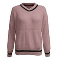 thumbnail image 5 of PMVFHDE Women's Tops Fashion French Striped V-Neck Casual Loose Fit Knitted Pullover Sweater for Fall Pink,XXL, 5 of 5