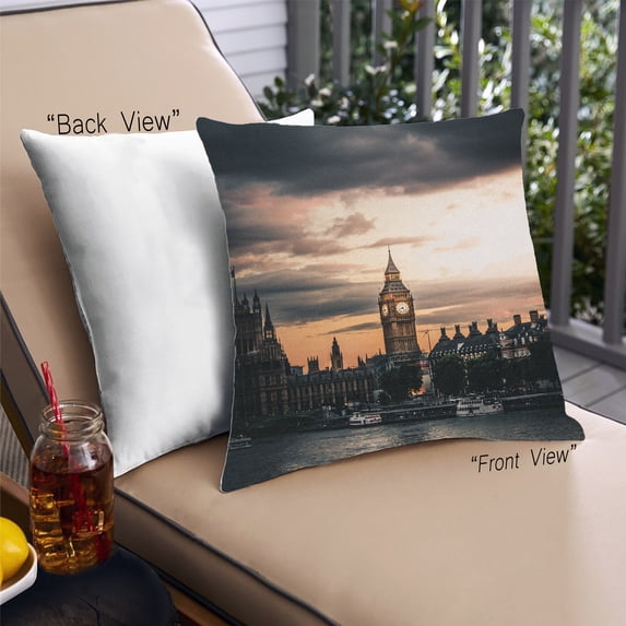 Ahgly Company Sites Big Ben Outdoor Throw Pillow, 18 inch by 18 inch