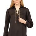 thumbnail image 2 of Michael Kors Women's Lace Up Chain Top Black Size X-Large, 2 of 3