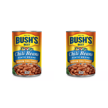 Bush's Best Pinto Beans in a Medium Chili Sauce 16 oz Pack of 2 - Medium Chili Beans,Multi-Pack, Pinto Beans, Spicy, Protein