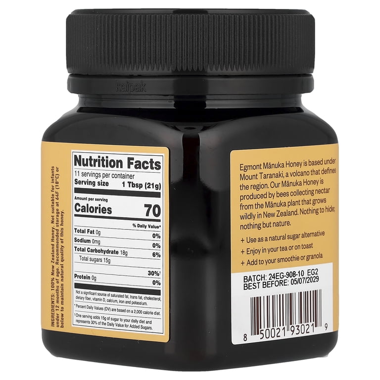 Egmont Honey, Manuka Honey, MGO 100+, 8.8 oz Raw and Unpasteurized